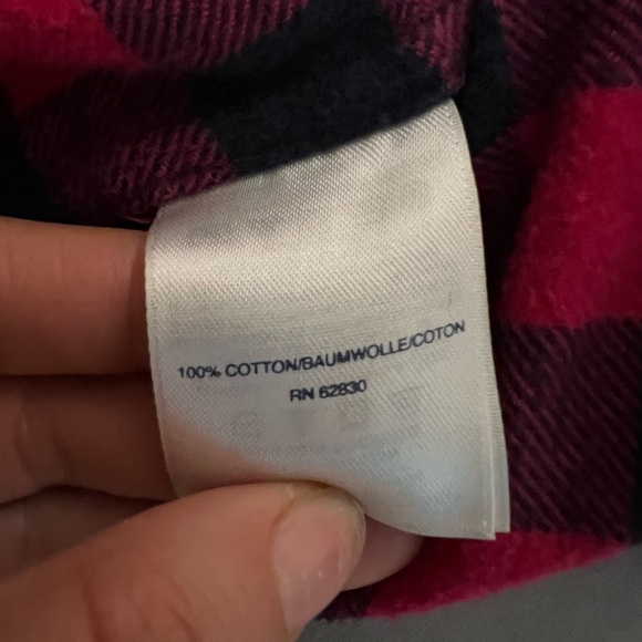 Lands' End Woman's 10P Checkered Oink cotton Black Flannel Button Down Shirt - Picture 4 of 6